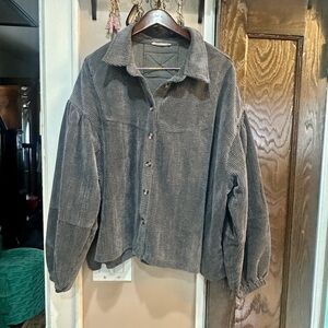 Women's Gray Corduroy Oversized Shirt Jacket